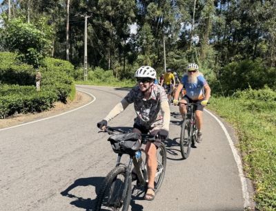 Sarah Cutts Cycling on the  tour with redspokes